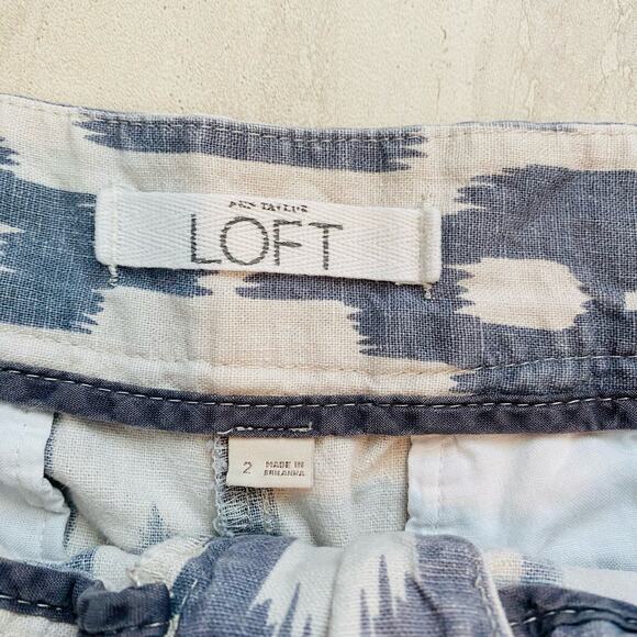 Ann Taylor Loft Riviera Shorts Ikat Print Linen 2 - Picture 3 of 6